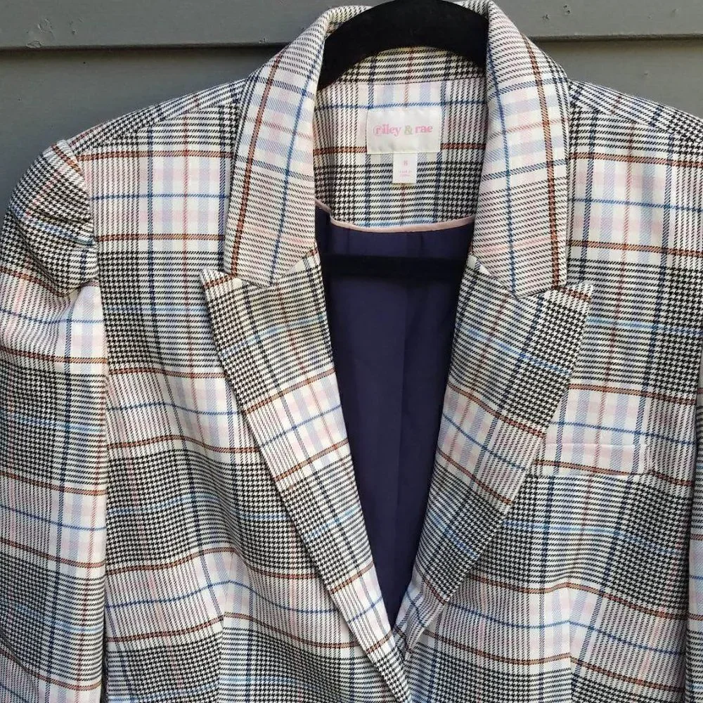 NWT!! Riley & Rae Multi Color Plaid Blazer Size 8 - Picture 10 of 11